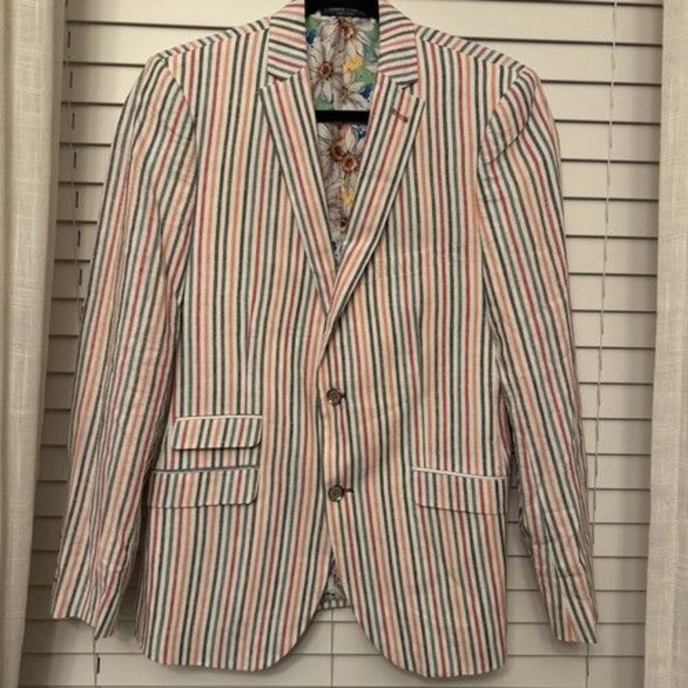 Paisley & Gray Men’s Striped Blazer Sport Coat 38R Slim Fit
